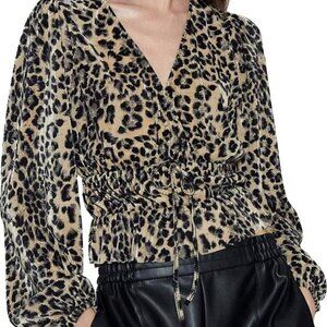 Zara | Leopard Accordion Pleated Blouse
